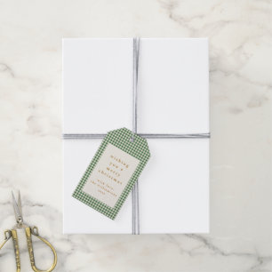Étiquettes-cadeau Jolis Vœux de Noël Personnalisés à Carreaux Verts