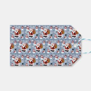 Étiquettes-cadeau Jolly Santa Claus et Snowmen Motif de Noël