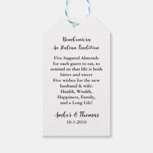 Étiquettes-cadeau Jordan Almond Faver Tags, Mariage tags, Merci