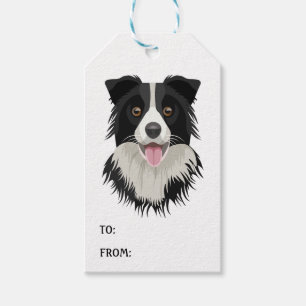 Étiquettes-cadeau Jote Bordure Collie Cartoon Amoureux des chiens ch
