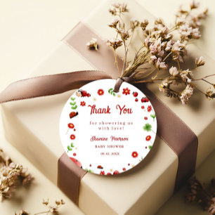 Étiquettes Cadeau Jote Garden petit baby shower de coccinelle Invita