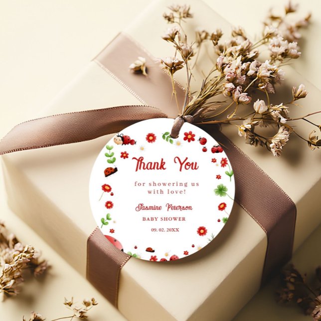 Étiquettes Cadeau Jote Garden petit baby shower de coccinelle Invita (Créateur téléchargé)