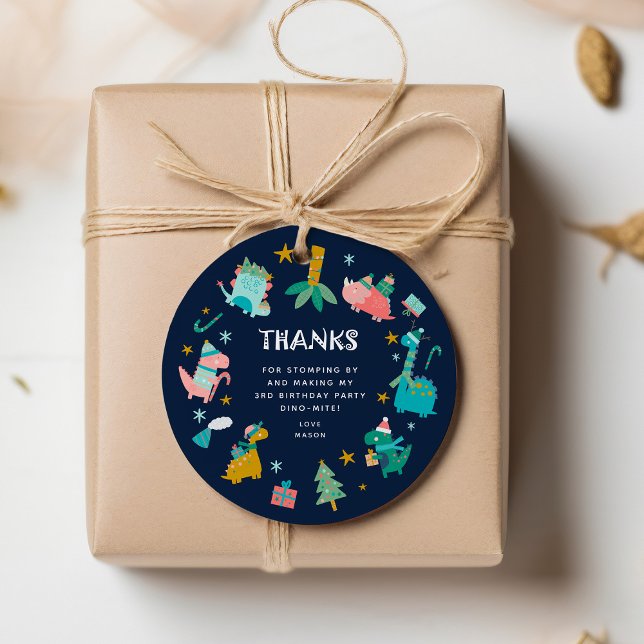 Étiquettes Cadeau Jote hiver Noël Dino Anniversaire de enfant Party (Créateur téléchargé)