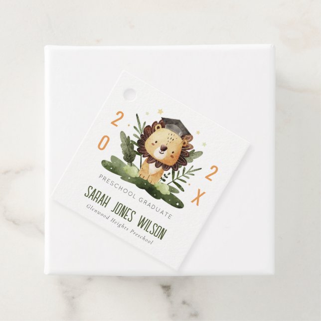 Étiquettes Cadeau Jote Kids Lion Foliage sur mesure préscolaire Grad (En situation)