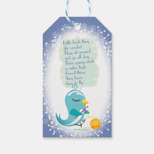 Étiquettes-cadeau Jote oiseau crochet fil de crochet de Noël tag (Devant)