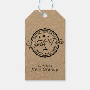 Étiquettes-cadeau Jote Père Noël Sceau Pôle Nord