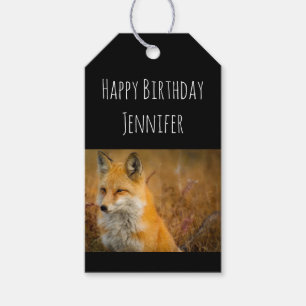 Étiquettes-cadeau Jote Red Fox Wild Nature Photographie Anniversaire