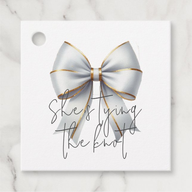 Étiquettes Cadeau Jouer le noeud Fête des mariées de la boîte blanch (Devant)