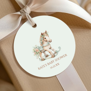 Étiquettes Cadeau Jouet Vintage Floral Rocking Horse Baby shower