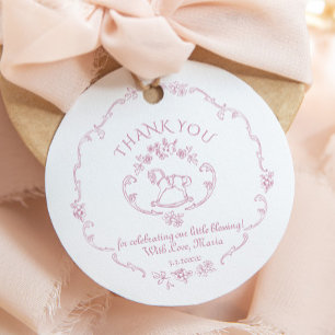 Étiquettes Cadeau Jouet vintage Toile de jouy baby shower Merci