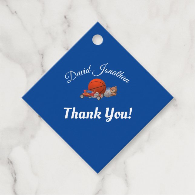 Étiquettes Cadeau Jouets de garçon Baby shower à thème (Devant)