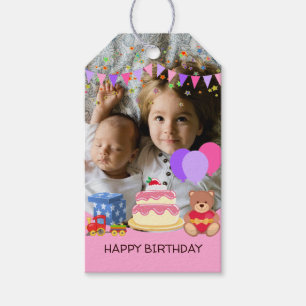 Étiquettes-cadeau Jouets pour enfants roses mignonette Fête d'annive