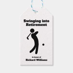 Étiquettes-cadeau Joueur de golf à la retraite basculant dans le mod