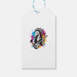 Étiquettes-cadeau Joueur de guitare à cheval T-Shirt avec gravure vi