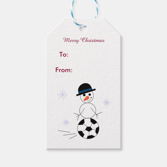 Étiquettes-cadeau Joueur de soccer Snowman (Devant)