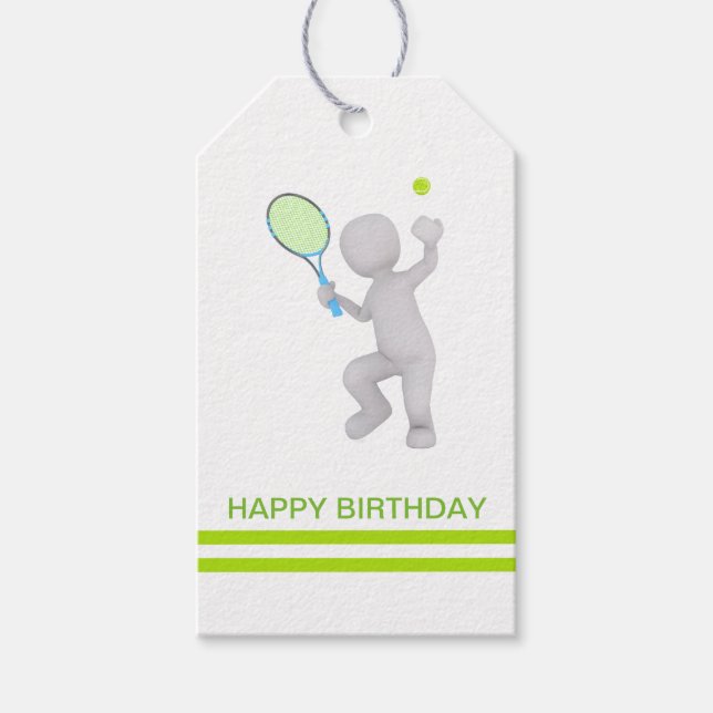 Étiquettes-cadeau Joueur de tennis 3D balle de raquette de tennis pe (Devant)