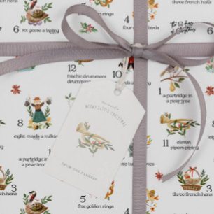 Étiquettes-cadeau Joueurs de cornemuse 12 Jours de Noël