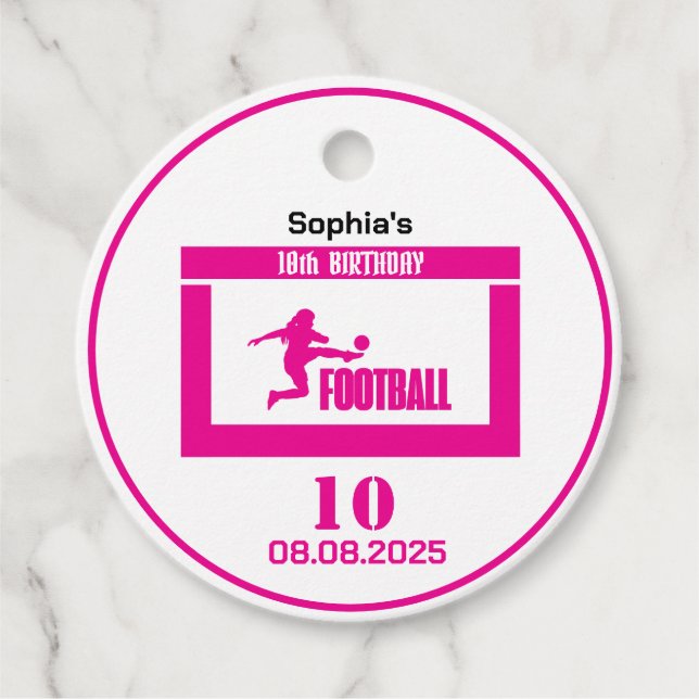 Étiquettes Cadeau Joueuse de football fille, équipe fille d'annivers (Devant)