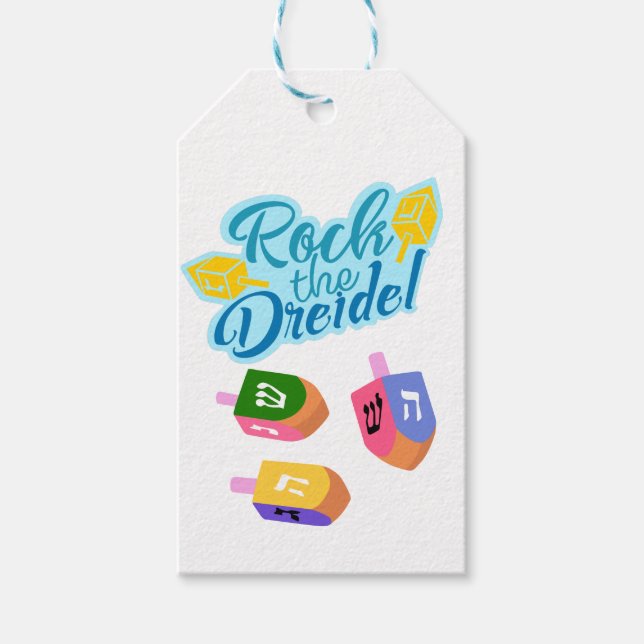 Étiquettes-cadeau Jouons au Dreidel  (Devant)