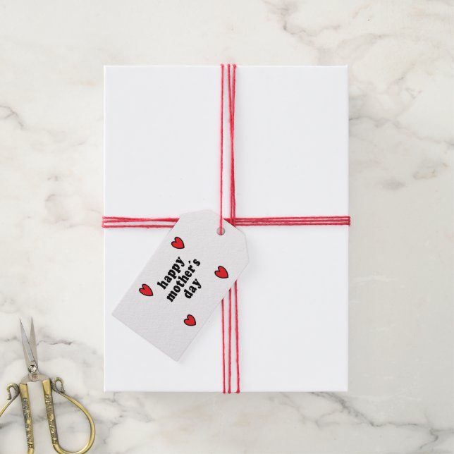 Étiquettes-cadeau Jour de la mère des coeurs rouges (With Twine)