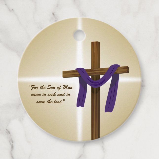 Étiquettes Cadeau Jour de la résurrection du violet de la croix de P (Devant)