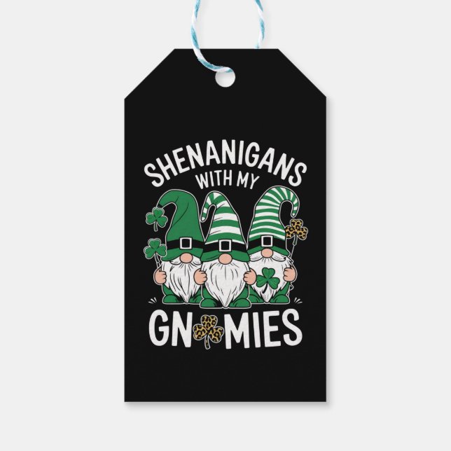 Étiquettes-cadeau Jour de la Saint Patrick Lucky Shamrock Leopard Gn (Dos)