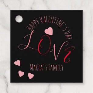 Étiquettes Cadeau Jour de la Saint-Valentin Cœurs Amour Écriture Ros