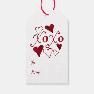 Étiquettes-cadeau Jour de la Saint-Valentin, XOXO, à la main et à la