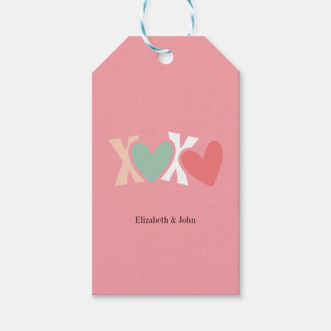 Étiquettes-cadeau Jour de la Saint Valentin "XOXO" coloré (Devant)