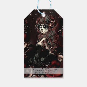Étiquettes-cadeau Jour des Mexicains morts Fille Anniversaire Rouge