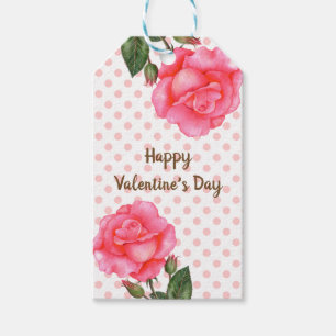 Étiquettes-cadeau Jour des Valentines aux points de la Polka Rose Aq
