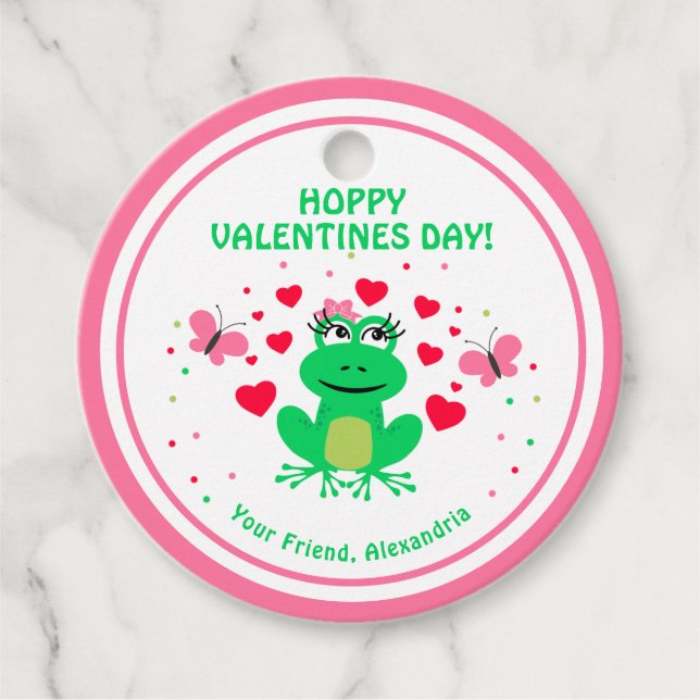 Étiquettes Cadeau Jour des Valentines de l'Hoppy Frog Kids (Devant)
