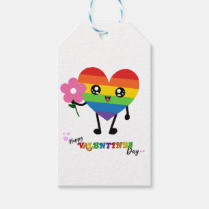Étiquettes-cadeau Jour des Valentines du Coeur arc-en-ciel