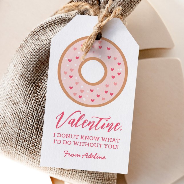 Étiquettes-cadeau Jour des Valentines pour les enfants Donut (Créateur téléchargé)