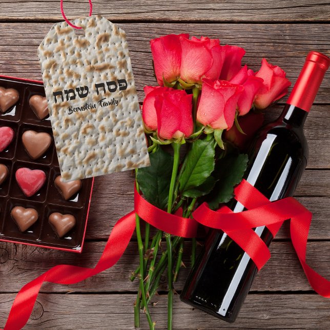 Étiquettes-cadeau Jour juif Hébreu Happy Pâque Matzah (Créateur téléchargé)