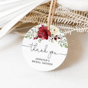 Étiquettes Cadeau Journée de mariage floral bordeaux