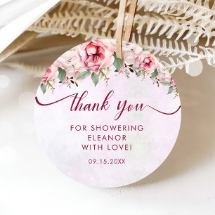 Étiquettes Cadeau Journée de mariage florale rose