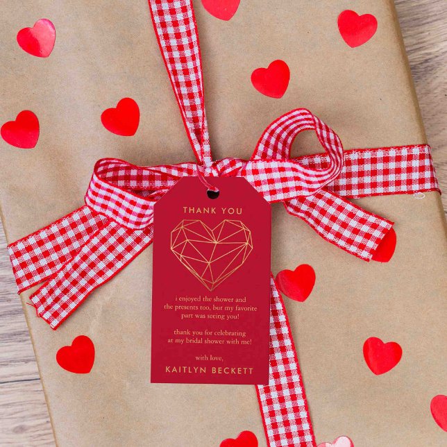 Étiquettes-cadeau Journée de mariage Saint-Valentin à cœur géométriq (Créateur téléchargé)