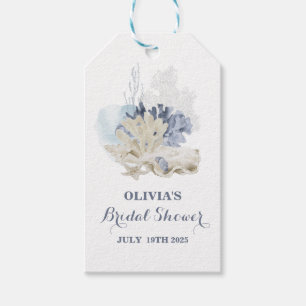 Étiquettes-cadeau Journée de mariage thème coquillage bleu de plage