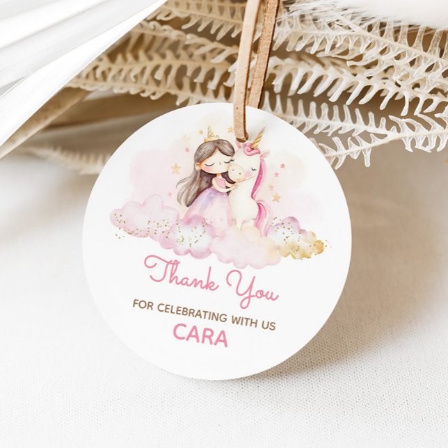 Étiquettes Cadeau Journée Magique Licorne Fête d'anniversaire  (Unicorn Birthday Party Favor Tags)