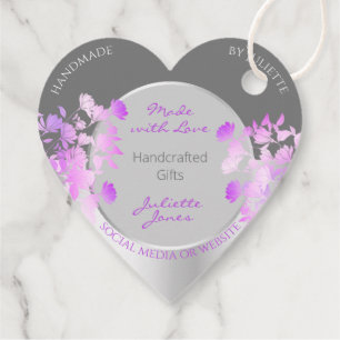 Étiquettes Cadeau Jovely Purple Floral Fournitures de produits Silve
