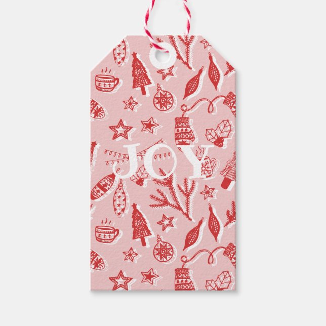 Étiquettes-cadeau Joy ・ Décorations de Noël Dessinées à la main (Devant)