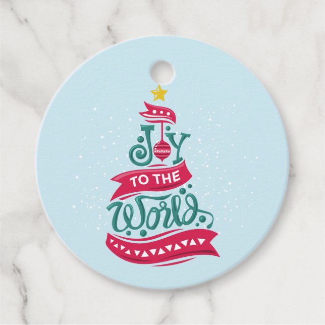 Étiquettes Cadeau Joy to the World Christmas Citation Typographie (Devant)