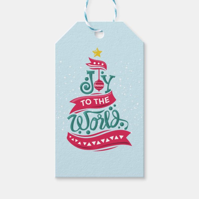 Étiquettes-cadeau Joy to the World Christmas Citation Typographie (Devant)