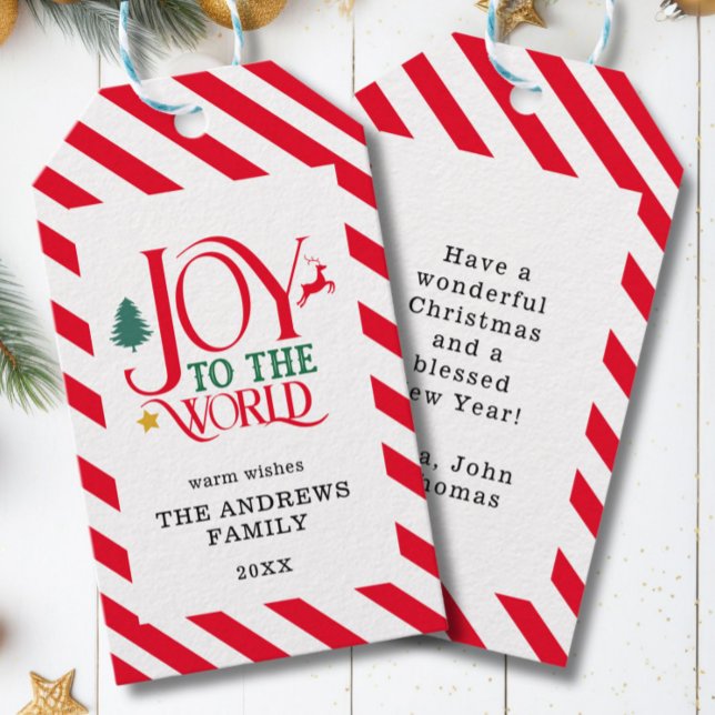 Étiquettes-cadeau "Joy to the world" Star de l'arbre aux cerfs (Créateur téléchargé)