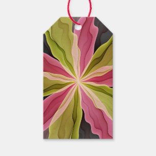 Étiquettes-cadeau Joy, Vert rose Anthracite Imaginaire Fleur Fractal