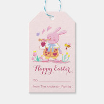 Joyeuse Aquarelle de Pâques lapin rose dans le jar