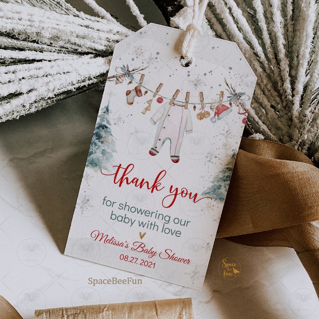 Étiquettes-cadeau Joyeuse Baby Shower (Merry Little Baby Shower, gift favor tags, holiday baby shower, Christmas baby shower, winter baby s)