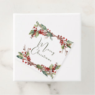 Étiquettes Cadeau Joyeuse couronne de Noël