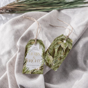 Étiquettes-cadeau Joyeuse et brillante aquarelle couronne de Noël